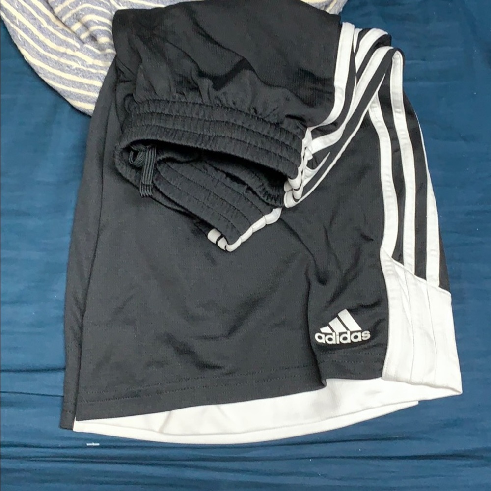 Adidas black and white shorts
